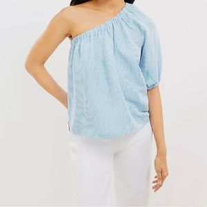 Brand New Never Worn Striped One Shoulder Blouse